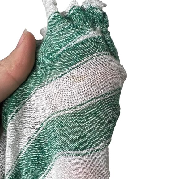 Rails Athena Garden Stripe Green White Linen Blend Crop Wrap Top XS - Picture 10 of 10